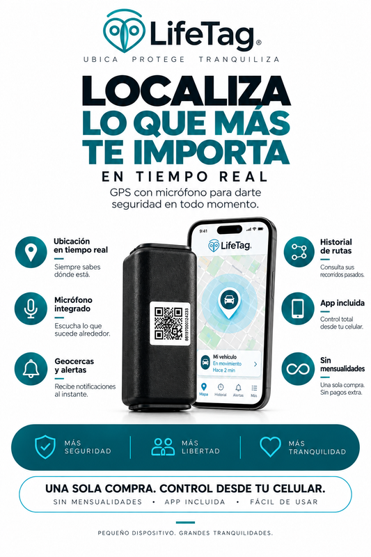 LifeTag  Localizador GPS Satelital con micrófono remoto